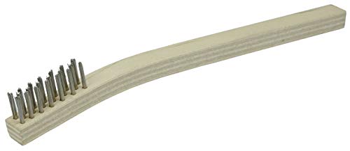 Image of Weiler 44167V Small Handle Wire Scratch Brush, Stainless Steel Fill, Wood Block, 3 x 7 Rows, Vending Ready, Made in the USA (Pack of 5)