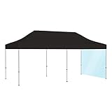 Vispronet® Profi Faltpavillon Basic 3x6 m (Zeltwand 300 cm), Dach Schwarz ✓ mit 1 Vollwand Transparent ✓ versch. Größen & Farben ✓ Scherengittersystem ✓ inkl. Dach, Volant
