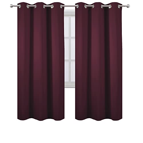 Image of LEMOMO Burgundy Red Blackout Curtains /42 x 72 Inch /Set of 2 Panels Room Darkening Curtains for Bedroom