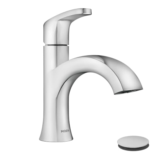 Moen Karis Chrome One-Handle Single Hole Bathroom Sink Faucet with Optional Deck Plate, 84346