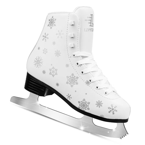 LEVYTEMP Women's/Girls Figure Ice Skates - Youth White Snow Figure Skating Shoes...