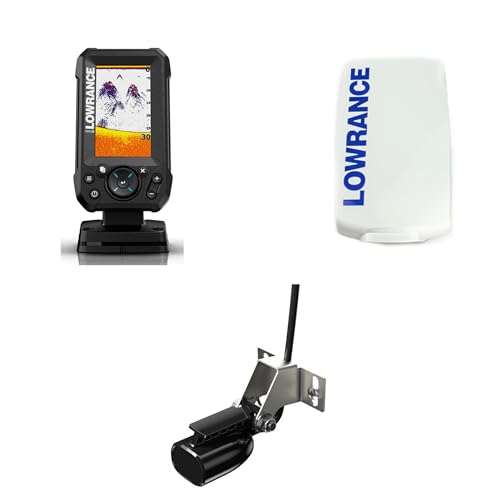 Klovoo Kit Sonar avec Lowrance Eagle 4x et transducteur Bullet Skimmer, écran IPS 4", Sonar grand-angle 200 kHz, coque pare-soleil incluse, 12 V, IPX7