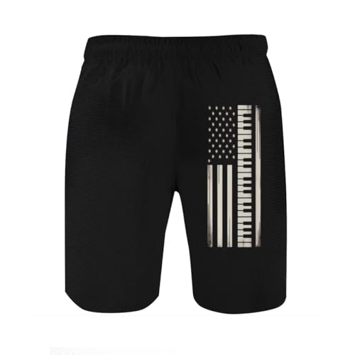 Piano American Flag Pianist USA Mens Swim Trunks Boys Quick Dry Board Shorts with Mesh Lining2