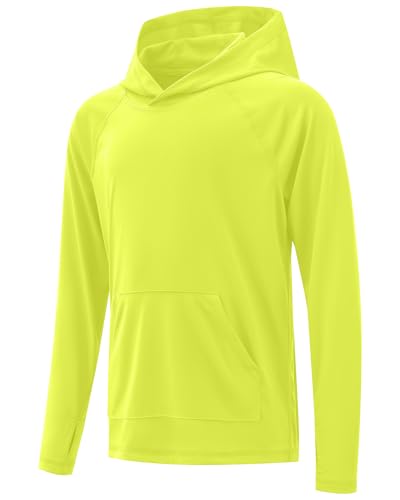 Image of Boys Rash Guard Long Sleeve Hoodie Swim Shirt with Pocket Youth Kids UPF 50+ Sun Protection Fishing Shirts Thumb Hole