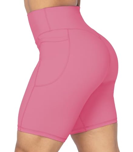 Image of Sunzel No Front Seam Biker Shorts for Women with Pockets, Yoga Workout Gym Bike Shorts with Tummy Control