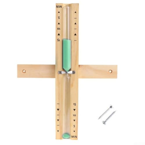 Gdfnmogo Sablier en bois de 15 minutes pour salle de sauna – Horloge sablier résistant à la chaleur avec verre transparent et sable de mer naturel, 32,6 x 10,94 x 8,9 cm, outil de synchronisation spa