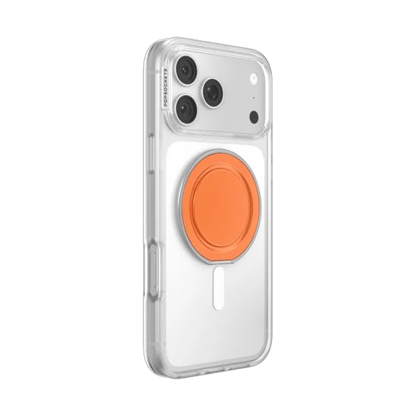 Image of PopSockets Low-Pro Grip for MagSafe, Thin Profile- Orange | Ultra-Slim Pocketable Phone Grip, Magnetic Mount, Flat, Thin, Slim Flat, Low, Profile, Orange