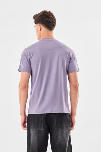 Image of SNITCH Men T-Shirt | Minimalist Regular Fit & Short Sleeve Styling | 100% Breathable Cotton Casual Wear T-Shirt & Durable Knit Plain Weave Everyday Summer Essential