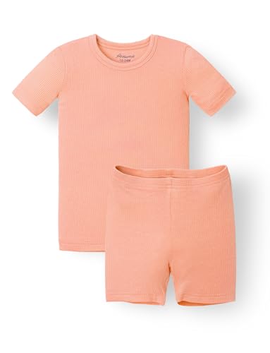AVAUMA Newborn Baby Little Boys Girls Snug-Fit Pajamas Summer Short Sets Pjs Kids Clothes (JM/Coral)