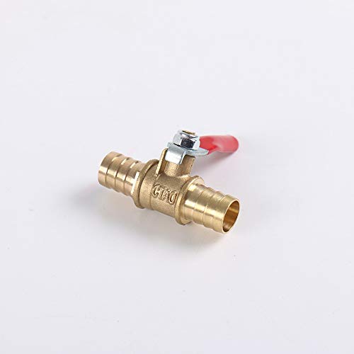 TOOLSTAR Vanne à boisseau sphérique en laiton, 10 mm, double tuyau, poignée rouge, vanne d'arrêt de robinet à boisseau sphérique adaptateur pour utilisation de l'eau, de l'air, de carburant (lot de 1) Cover