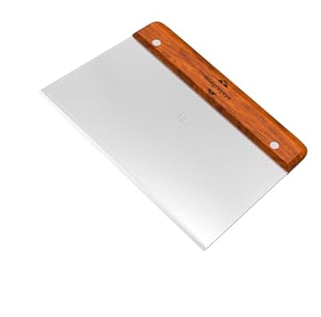 Midgreyeye Premium Tarocco Per Impasti Con Manico Grande In Legno,acciaio Inossidabile 420, Raschietto Cucina （20 * 13cm）