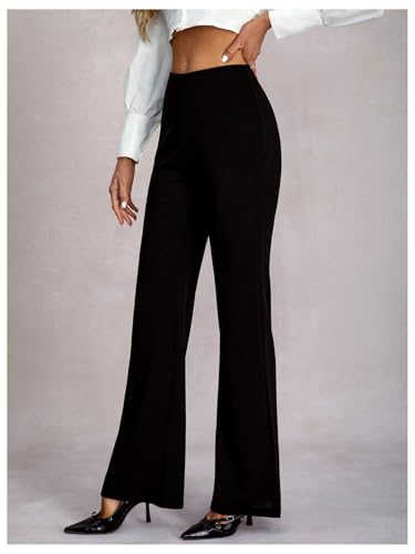 Women's Flare Dress Pants High Elastic Waist Elegant Work Office Trousers2