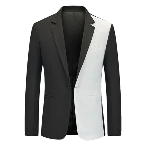 Men Patchwork Thin Blazer Long Sleeve Casual One Buttons Slim Fit Business Dress Suit Coat4