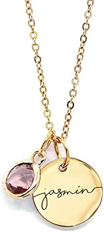 MignonandMignon Birthstone Name Necklace Personalized Gifts for W...