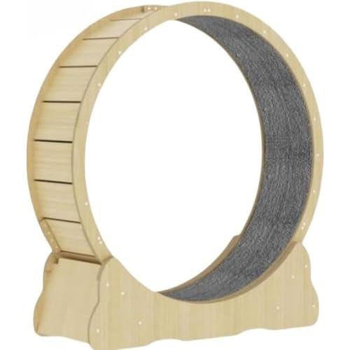 Tufduzo キャットホイール 猫用ルームランナー 猫用ホイール 回転ホイール 騒音低減 静音エクササイズホイール セルフウォーキング 猫用ウォーキング 室内 猫用エクササイズ 低騒音 組み立て簡単 室内用 (XL,木の色)