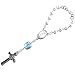 Handmade Immaculate Heart of Mary 1-Decade Rear View Mirror Car Rosary with White and Blue Beads