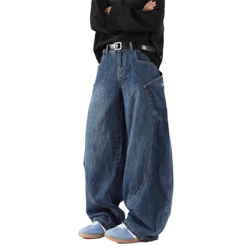 Men's Patchwork Vintage Jeans Spring Autumn American Vintage Wide-Leg Long Pants