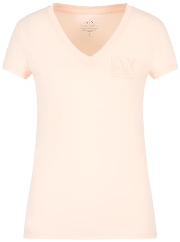 Armani Exchange Women's Essential V Neck Cotton Jersey Logo Tee, Sunrise, Medium