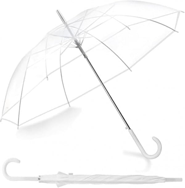 Transparent Umbrella for Women-long white Dome Umbrella 120CM Coverage Windproof Automatic Transparent Golf Umbrella for Outdoor Weddings or Events for Men and Women-picture-15