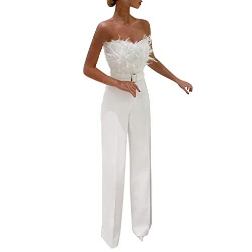 Tuta Donna Elegante Cerimonia Jumpsuit Estiva Eleganti Pantalone Monopezzi e tutine Lunghe 2024 a Gamba Larga Lunghe Vita Alta Tailleur Intera Push Up Senza Maniche Playsuit Da Sera