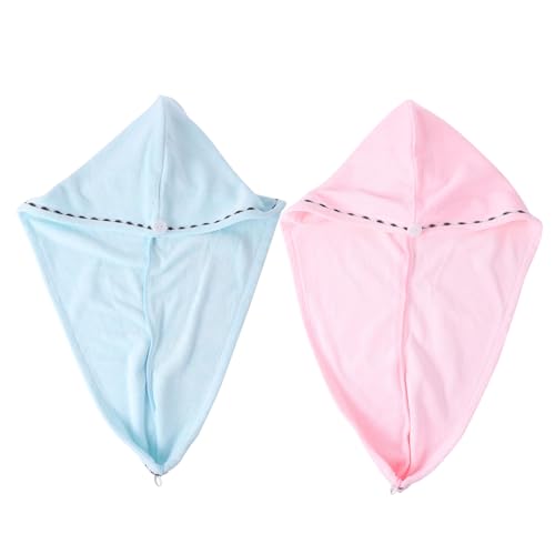 SOIMISS 2 Piezas Toallas de Microfibra para Secado de Cabello Turbante Suave para Mujer Rosa y Azul Envoltura Absorbente para Uso Diario Hogar Gimnasio y Viajes
