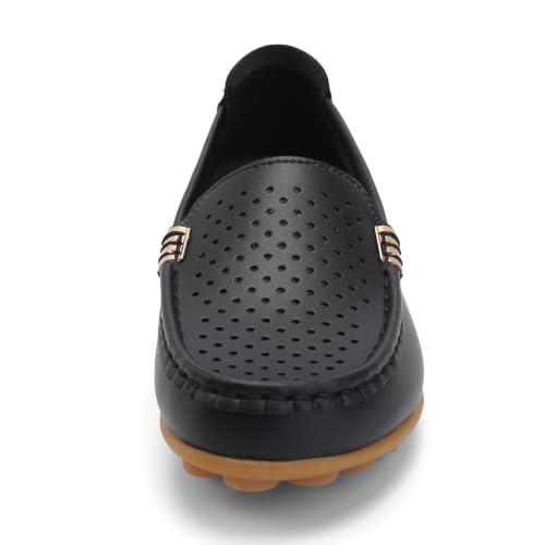 Image of Women's Comfortable & Lightweight Leather Loafers Slip-Ons Driving Walking Mocs Boat Shoes Cute Business Casual Dress Shoes Work Flats for Women