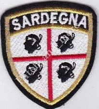  Patch Sardegna 4 Mori Stile Aeronautica Scudetto cm 6 x 7 Toppa Ricamo Nero -1115