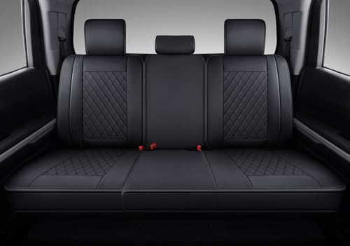 Image of Coverado Tundra Seat Covers, Back Leather Car Seat Covers for Trucks, Automotive Seat Covers Protector Custom Fit 2007-2021 Toyota Tundra(Rear Seat Cover /Black)