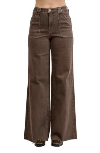 Judy Blue High Rise Retro Wide Leg Yarn Dyed Jeans - Ivory Gem