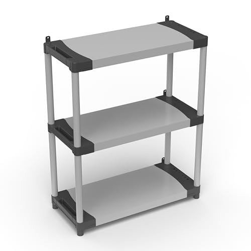 Adventa: Scaffale in resina di PVC e PP, 3 Ripiani, Facile da Montare, Modular System, Resistente, Adatto ad ambienti Interni ed Esterni, 80L x 40P x 85H cm