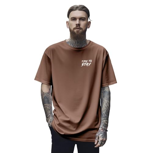 Camisa Camiseta Oversized Streetwear Genuine Grit Masculina Larga 100% Algodão 30.1 Seek - Marrom -