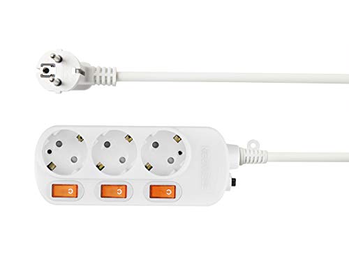 3 Fach Schaltbare steckdosenleiste Mehrfachsteckdose Verlängerungssteckdose Kindersicherung 1.5M Kable Für Wohnzimmer