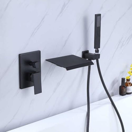 Ensemble de pommeau de douche encastré gris et robinets de salle de bain