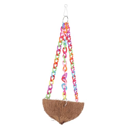 Beavorty Coconut Shell Nest Decor Toy Bird Cage Chain Coconuts Shell Bird House Resting Nest Bird Nest Breeding Birdcage Bird Breeding Place Nest for Pet Breeding Bird House The Swing Birds