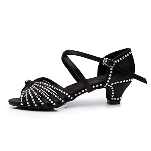 Emily Bridal WX004-1 - Zapatos de baile modernos latinos con correa cruzada para mujer, con diamantes de imitación, correa social, tango, Black, 39 EU Cover
