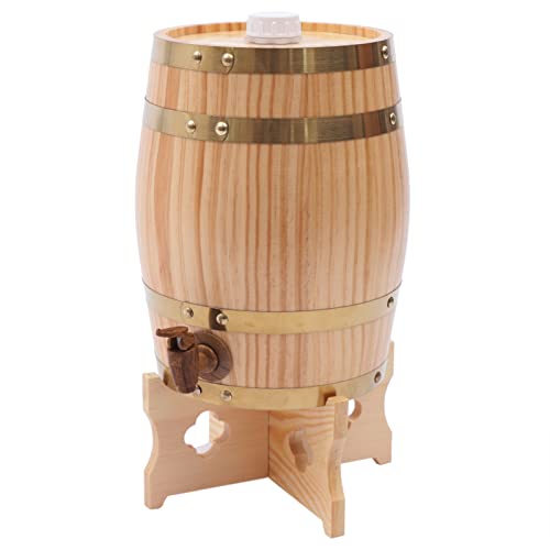 Tonneau de vin en bois de 5 l, vertical, avec robinet et support, pour vin, whisky et spiritueux