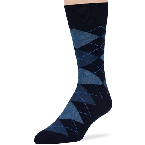 7Bigstars Mens Cotton Dress Crew Socks, 6 Pairs Patterned Assortment - Argyle, Striped, Dotted, Soft Breathable Everyday Fit4