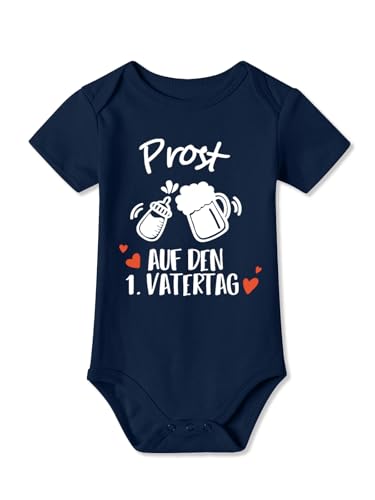 BesserBay Baby Papa Strampler Navy Vatertagsgeschenk Kurzarm Prost Auf Den 1. Vatertag Body 0-3 Monate