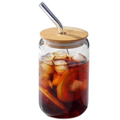 SoolKool 缶の形をしたグラスカップ木製の蓋ストロー400ml?mlビール タンブラーカクテル ウイスキーマグアイスティー ワインビーチパーティーギフト (400ml)