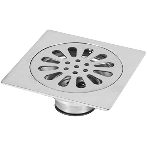 Scarico a Pavimento Quadrato in Acciaio Inox per Bagno – Griglia per Piastrelle, Anti-Odore e Anti-Intasamento, Sifone Scolapiatti per Doccia e Pavimenti ART.3213959