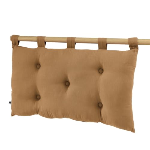 AltoBuy OUREA - Coussin de Tête de Lit avec Passants 50x80cm Gaze de Coton Camel