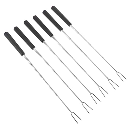 Toddmomy 6pcs Extendable U Shaped Bbq Forks Durable Roasting Tools for Outdoor Grilling Scald Long Handle for Home Barbecue and Camping