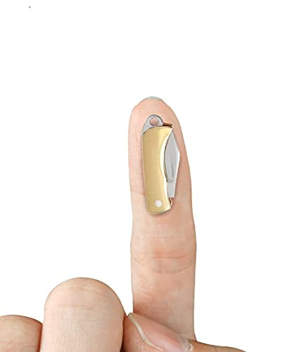 Mini Pocket Folding Brass Knife & Keychain Tool Set- Stainless Steel