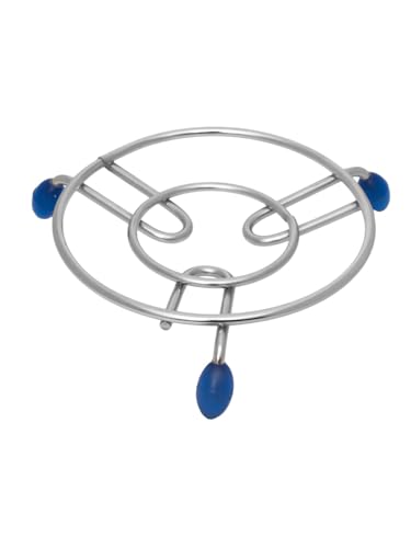 Image of HAZEL Trivet Stainless Steel Hot Pot Stand with Silicone Grip | Non-Slip Heat-Resistant Trivet for Kitchen & Dining Table | Diameter 17.5 cm