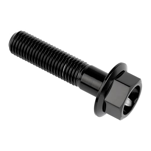 Image of Ti Screws M10 x 20 25 30 35 40 45 50 55 60 65 70 75 80 90 100mm 1.25 Pitch Titanium Flange Hex Bolt Pack of 4 (Black, M10x45mm)