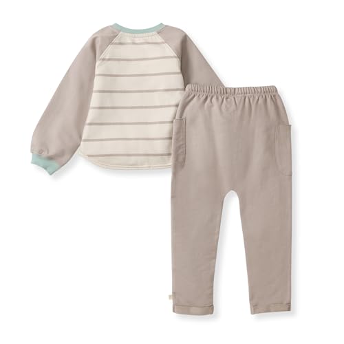 Image of Burt's Bees Baby Boys Organic Cotton Sweatshirt & Jogger Set, Outfit Bundle