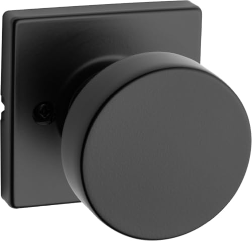 Image of Kwikset Pismo Dummy Door Knob,Sided Handle for Closets,French Double Doors,and Pantry,Matte Black Non-Turning Interior Push /Pull Door Knob,with Microban Protection,(Pack of 10)