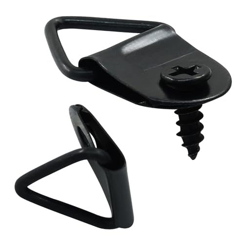 Image of 100 Pcs Small Triangle Ring Picture Hangers 22mm /0.87 Inch Triangle Ring Picture Hooks 1 Hole Metal Hooks with Screws for Hanging Mirror, Clock and Paintings (Black)