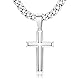 Chriscoco 925 Sterling Silber Kreuz Anhänger Halskette für Herren Damen Edelstahl Diamantschliff Figaro Kreuz Kette Halskette Poliert Abgeschrägten Kanten Kreuzanhänger Halskette