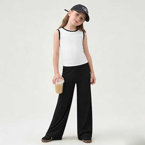Image of Girl Clothes Solid Color Tank Top Casual Sweatpants 5-10Y Girls' Summer Outfit Set